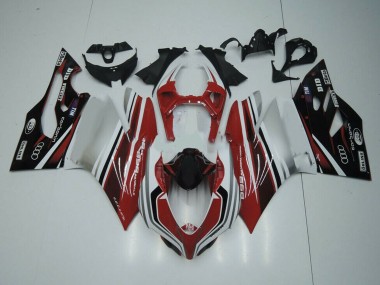 Erschwingliche Ducati Panigale 899 Motorrad Verkleidung 2011-2014 - Weiss Rot Glanzendes Schwarz