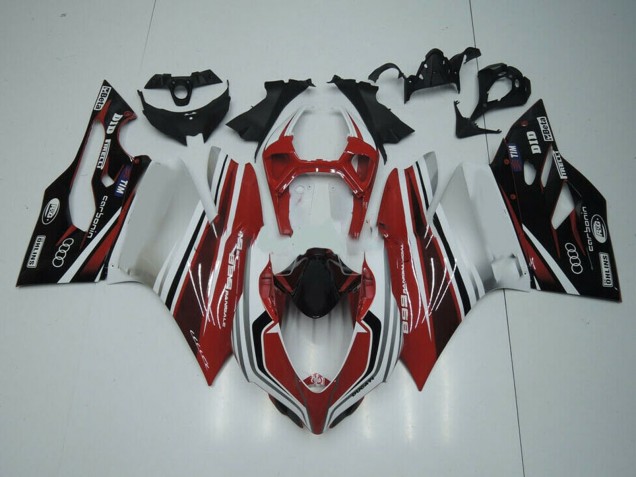 Erschwingliche Ducati Panigale 899 Motorrad Verkleidung 2011-2014 - Weiss Rot Glanzendes Schwarz