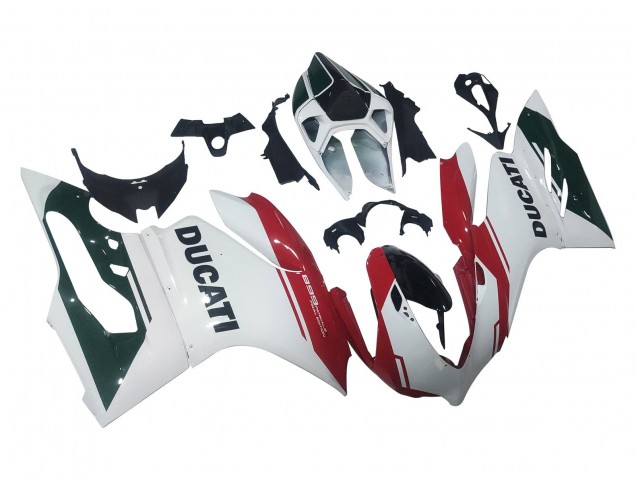 Erschwingliche Ducati Panigale 899 Motorrad Verkleidung 2011-2014 - Weiss Rot Glanzendes Schwarz