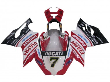 Erschwingliche Ducati 1199 Motorrad Verkleidung 2011-2014 - Weiss Rot Glanzendes Schwarz Fiamm Valsir 7