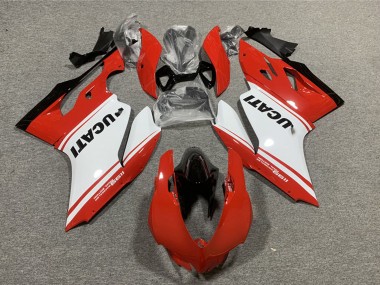 Erschwingliche Ducati 1199 Motorrad Verkleidung 2011-2014 - Rot Weiss Glanzendes Schwarz
