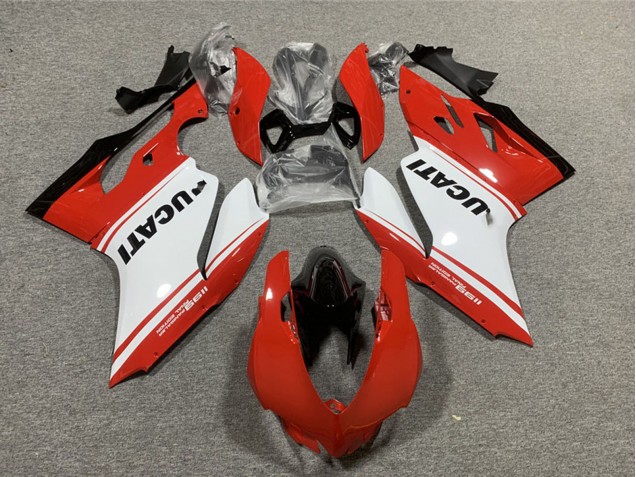 Erschwingliche Ducati 1199 Motorrad Verkleidung 2011-2014 - Rot Weiss Glanzendes Schwarz