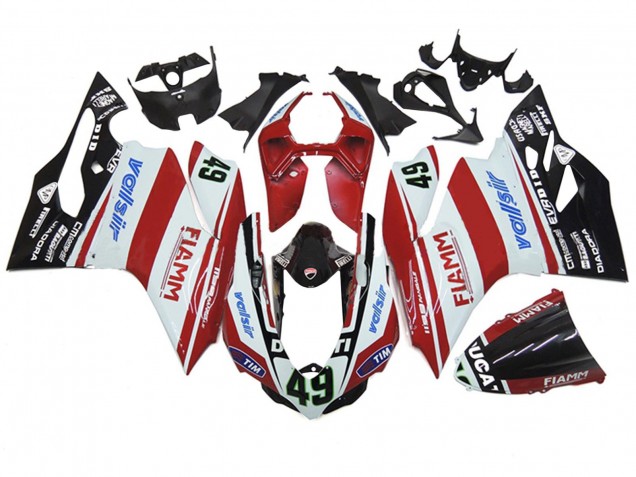 Erschwingliche Ducati 1199 Motorrad Verkleidung 2011-2014 - Weiss Rot Glanzendes Schwarz Valsir Fiamm 49
