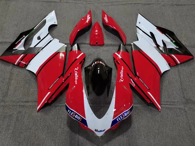 Erschwingliche Ducati 959/1299 Motorrad Verkleidung 2015-2020 - Weiss Rot Glanzendes Schwarz Unibat Flex-Box