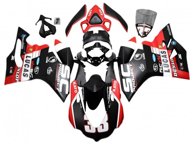 Erschwingliche Ducati 959/1299 Motorrad Verkleidung 2015-2020 - Weiss Rot Matt Schwarz Lucas 33