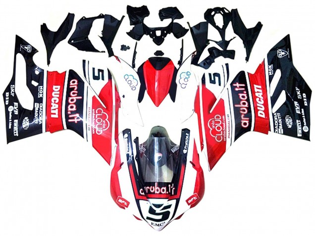 Erschwingliche Ducati 959/1299 Motorrad Verkleidung 2015-2020 - Weiss Rot Glanzendes Schwarz Aruba 5