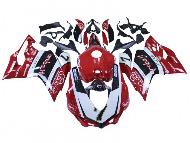 Erschwingliche Ducati 959/1299 Motorrad Verkleidung 2015-2020 - Weiss Rot Schwarz Aruba 7
