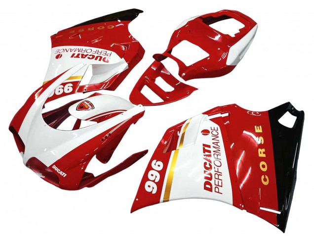 Erschwingliche Ducati 996 Motorrad Verkleidung 1993-2005 - Weiss Rot Gold Glanzendes Schwarz Corse Performance