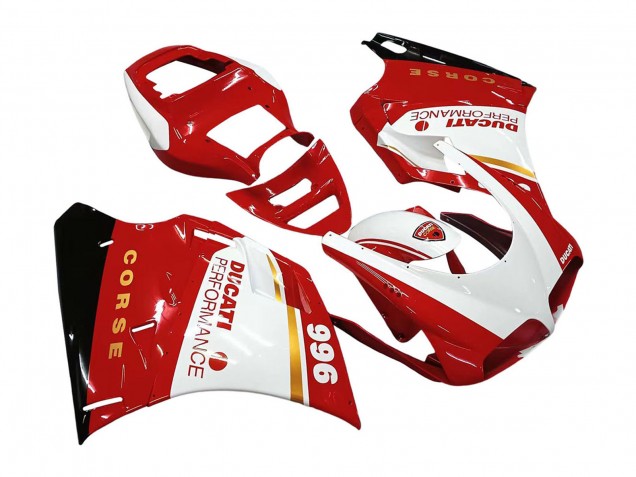 Erschwingliche Ducati 996 Motorrad Verkleidung 1993-2005 - Weiss Rot Gold Glanzendes Schwarz Corse Performance