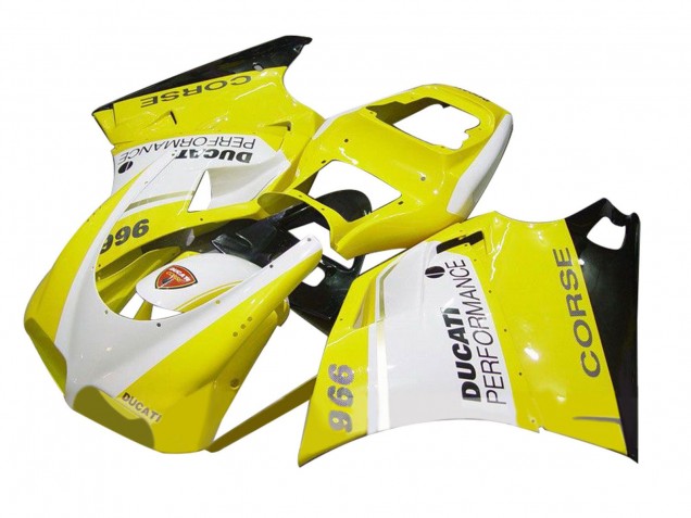 Erschwingliche Ducati 996 Motorrad Verkleidung 1993-2005 - Weiss Gelb Glanzendes Schwarz Corse Performance