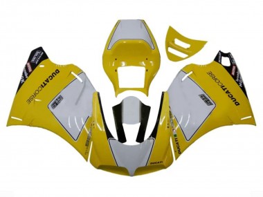 Erschwingliche Ducati 996 Motorrad Verkleidung 1993-2005 - Weiss Gelb Glanzendes Schwarz Corse Performance