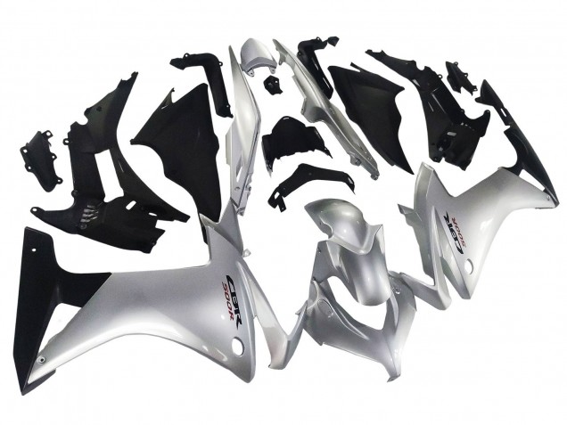 Erschwingliche Honda CBR500R Motorrad Verkleidung 2013-2015 - Silber Glanzendes Schwarz