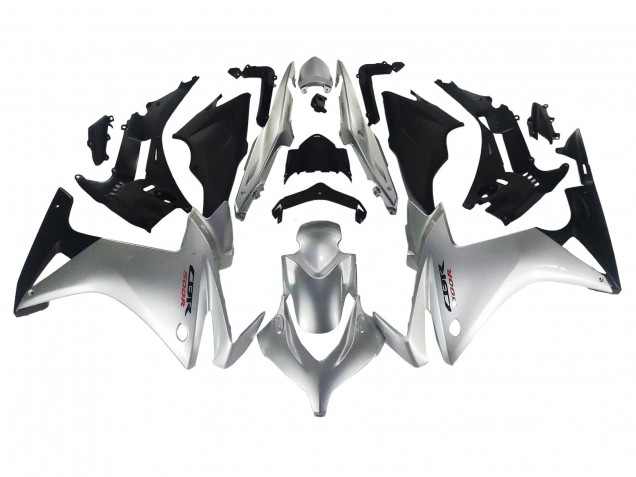 Erschwingliche Honda CBR500R Motorrad Verkleidung 2013-2015 - Silber Glanzendes Schwarz