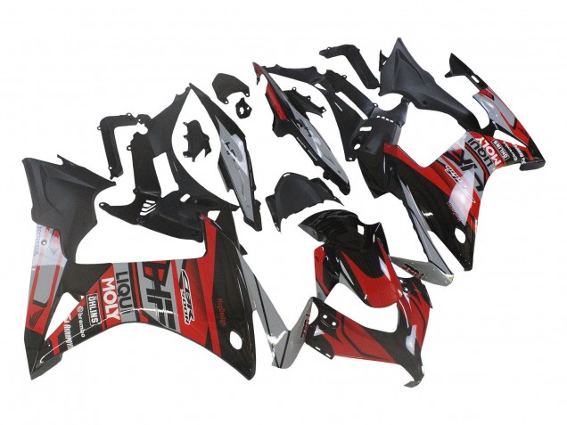 Erschwingliche Honda CBR500R Motorrad Verkleidung 2013-2015 - Rot Silber Glanzendes Schwarz
