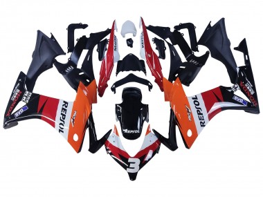 Erschwingliche Honda CBR500R Motorrad Verkleidung 2013-2015 - Orange Weiss Rot Glanzendes Schwarz Repsol 3