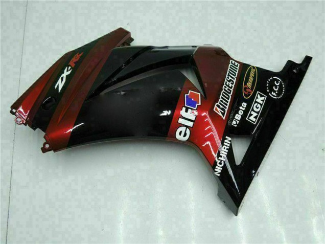Erschwingliche Kawasaki EX250 Motorrad Verkleidung 2008-2012 - Glanzendes Schwarz Kastanienbraun Rot