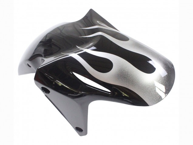 Erschwingliche Honda CBR500R Motorrad Verkleidung 2013-2015 - Glanzendes Schwarz Silber Flamme