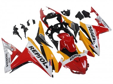 Erschwingliche Honda CBR500R Motorrad Verkleidung 2016-2018 - Gelb Weiss Rot Repsol HRC