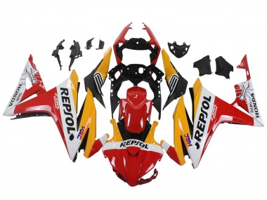 Erschwingliche Honda CBR500R Motorrad Verkleidung 2016-2018 - Gelb Weiss Rot Repsol HRC