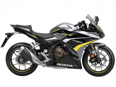 Erschwingliche Honda CBR500R Motorrad Verkleidung 2022-2023 - Silber Gelb Glanzendes Schwarz