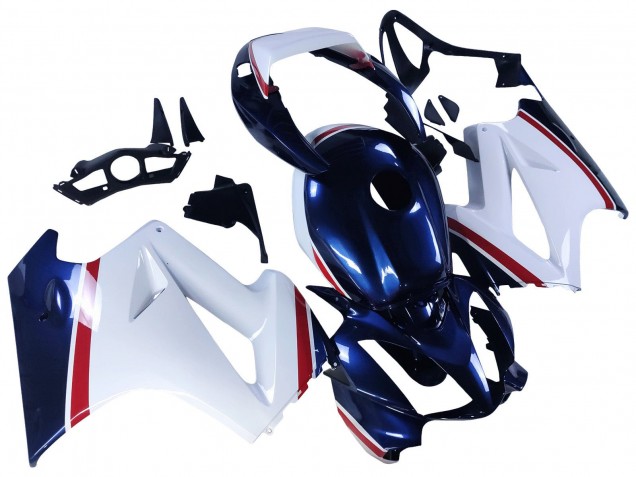 Erschwingliche Honda VFR 800 Motorrad Verkleidung 2002-2013 - Weiss Rot Dunkel Blau