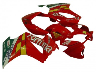 Erschwingliche Honda VFR 800 Motorrad Verkleidung 2002-2013 - Rot Gelb Grun Fortuna Castrol Valsir 33