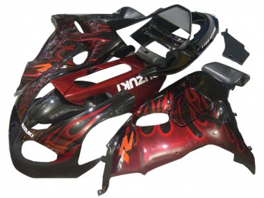 Erschwingliche Suzuki TL1000R Motorrad Verkleidung 1998-2003 - Glanzendes Schwarz Rot Flamme