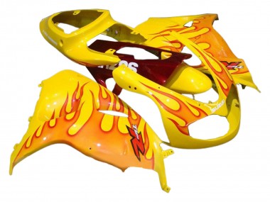 Erschwingliche Suzuki TL1000R Motorrad Verkleidung 1998-2003 - Gelb mit Rot Flamme