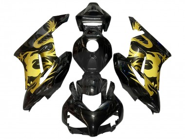 Erschwingliche Honda CBR1000RR Motorrad Verkleidung 2004-2005 - Gold Glanzendes Schwarz Dragon