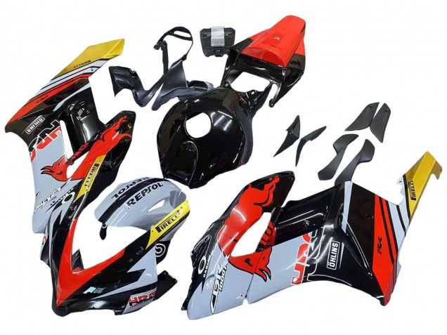 Erschwingliche Honda CBR1000RR Motorrad Verkleidung 2004-2005 - Gelb Rot Weiss Glanzendes Red Bull Repsol HRC