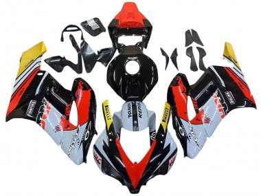 Erschwingliche Honda CBR1000RR Motorrad Verkleidung 2004-2005 - Gelb Rot Weiss Glanzendes Red Bull Repsol HRC