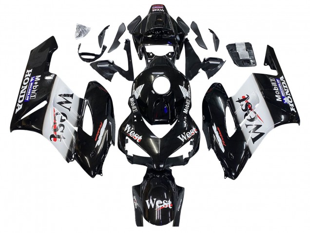 Erschwingliche Honda CBR1000RR Motorrad Verkleidung 2004-2005 - Glanzendes Schwarz Weiss West