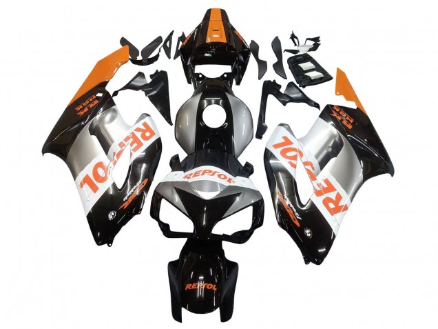 Erschwingliche Honda CBR1000RR Motorrad Verkleidung 2004-2005 - Orange Silber Glanzendes Schwarz Repsol
