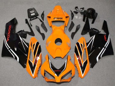 Erschwingliche Honda CBR1000RR Motorrad Verkleidung 2004-2005 - Orange Weiss Glanzendes Schwarz Streifen