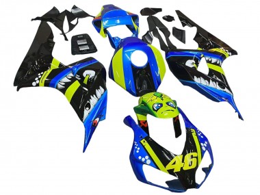 Erschwingliche Honda CBR1000RR Motorrad Verkleidung 2006-2007 - Blau Fluoreszierendes Grun Glanzendes Schwarz Hai 46