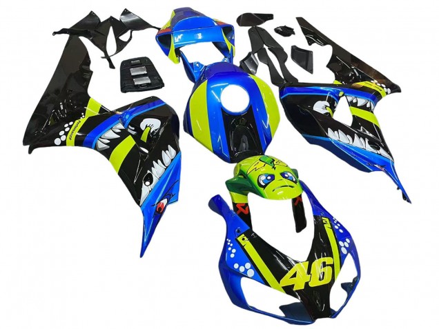 Erschwingliche Honda CBR1000RR Motorrad Verkleidung 2006-2007 - Blau Fluoreszierendes Grun Glanzendes Schwarz Hai 46