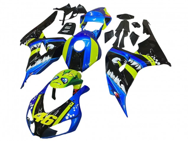 Erschwingliche Honda CBR1000RR Motorrad Verkleidung 2006-2007 - Blau Fluoreszierendes Grun Glanzendes Schwarz Hai 46