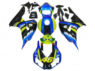 Erschwingliche Honda CBR1000RR Motorrad Verkleidung 2006-2007 - Blau Fluoreszierendes Grun Glanzendes Schwarz Hai 46