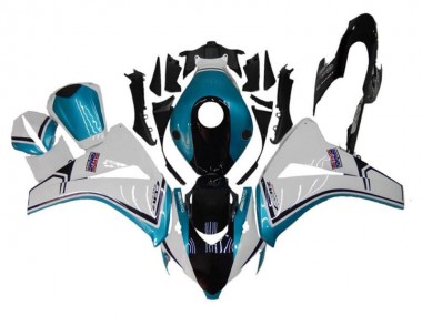 Erschwingliche Honda CBR1000RR Motorrad Verkleidung 2008-2011 - Weiss Blau Glanzendes Schwarz