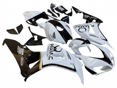 Erschwingliche Honda CBR1000RR Motorrad Verkleidung 2006-2007 - Weiss Glanzendes Schwarz Pramac