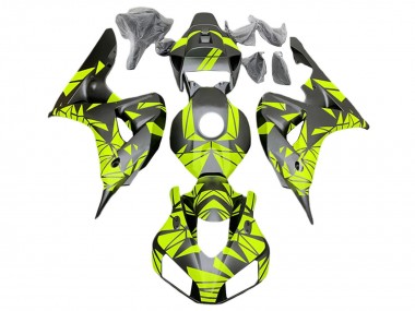 Erschwingliche Honda CBR1000RR Motorrad Verkleidung 2006-2007 - Fluoreszierendes Grun Matt Schwarz