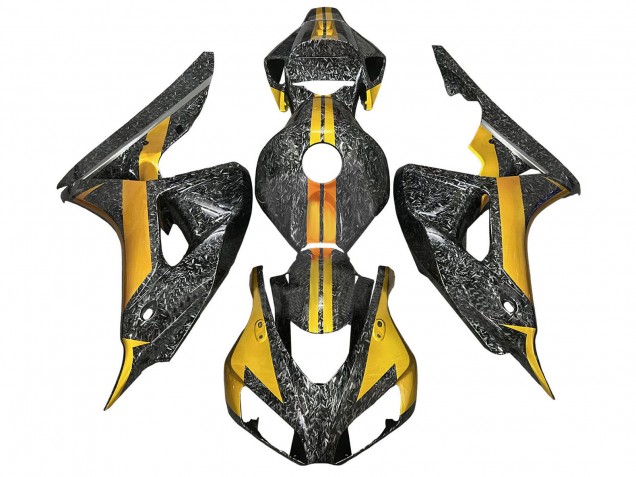 Erschwingliche Honda CBR1000RR Motorrad Verkleidung 2006-2007 - Gold Schwarz Geschmiedet Carbonfaser