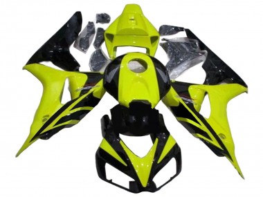 Erschwingliche Honda CBR1000RR Motorrad Verkleidung 2006-2007 - Grun Glanzendes Schwarz Geometric