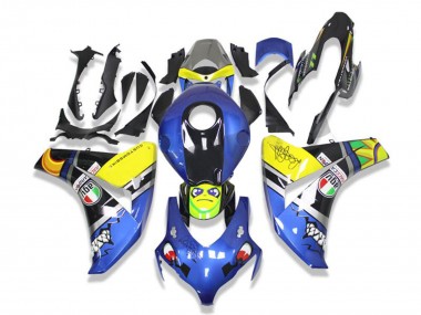 Erschwingliche Honda CBR1000RR Motorrad Verkleidung 2008-2011 - Blau Gelb Glanzendes Schwarz Hai