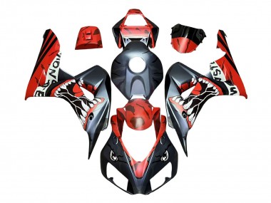 Erschwingliche Honda CBR1000RR Motorrad Verkleidung 2006-2007 - Rot Matt Schwarz Monster Hai