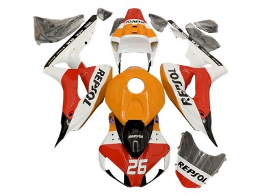Erschwingliche Honda CBR1000RR Motorrad Verkleidung 2006-2007 - Orange Weiss Rot Schwarz Glanzendes Repsol 26