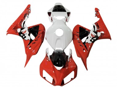 Erschwingliche Honda CBR1000RR Motorrad Verkleidung 2006-2007 - Weiss Rot Glanzendes Schwarz
