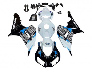 Erschwingliche Honda CBR1000RR Motorrad Verkleidung 2006-2007 - Weiss Blau Glanzendes Schwarz