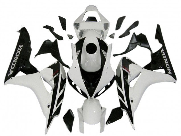 Erschwingliche Honda CBR1000RR Motorrad Verkleidung Kit 2006-2007 - Weiss Glanzendes Schwarz