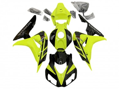 Erschwingliche Honda CBR1000RR Motorrad Verkleidung 2006-2007 - Gelb Glanzendes Schwarz